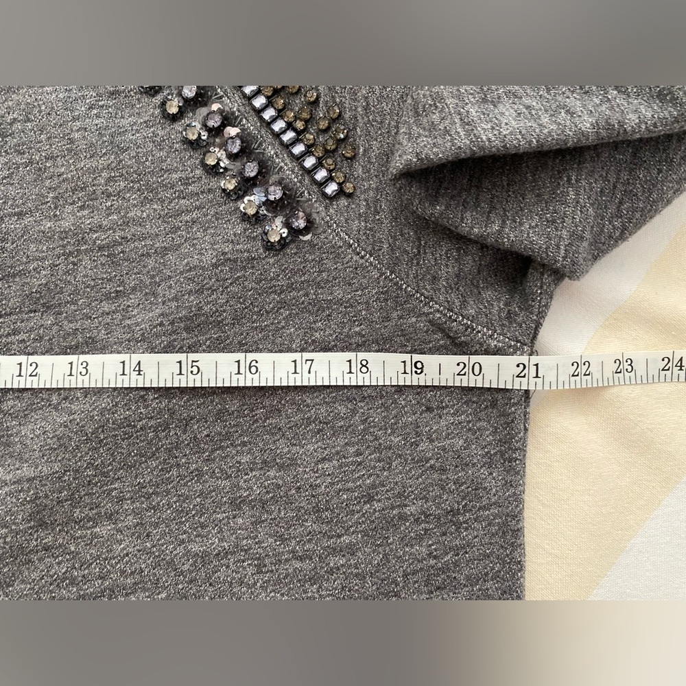 J. Crew 💎 Beloved Bejeweled Sweatshirt, Black Label, Raglan Sleeve, SZ L - Picture 7 of 14